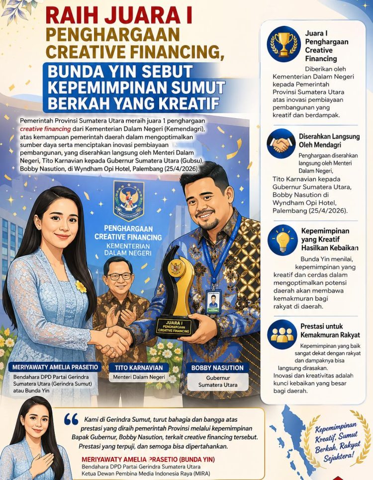 Raih Juara I Penghargaan Creative Financing, Bunda Yin Sebut Kepemimpinan Sumut Berkah yang Kreatif