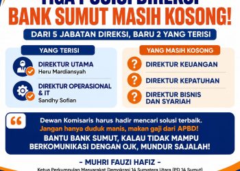 TIGA POSISI DIREKSI BANK SUMUT MASIH KOSONG, MUHRI: KOMISARIS JANGAN DIAM, BANTU SELESAIKAN